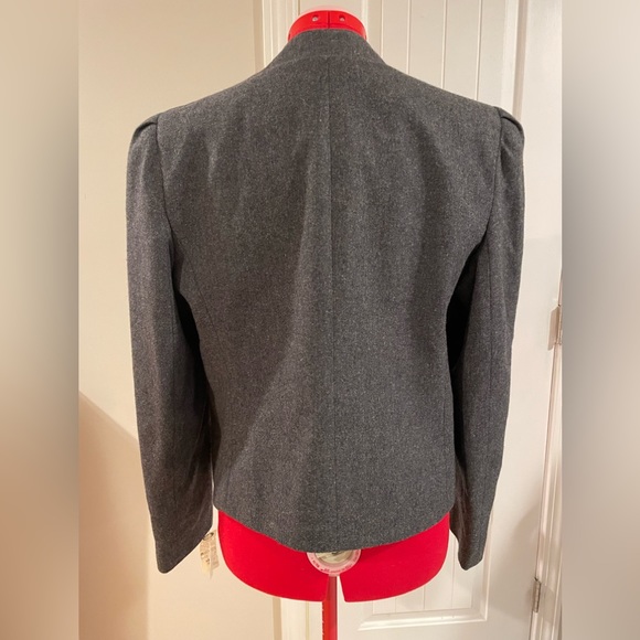 NWT 1980s D&L Gray Wool Blazer Jacket Structured Pleated Front Power Suit Style - Picture 10 of 14